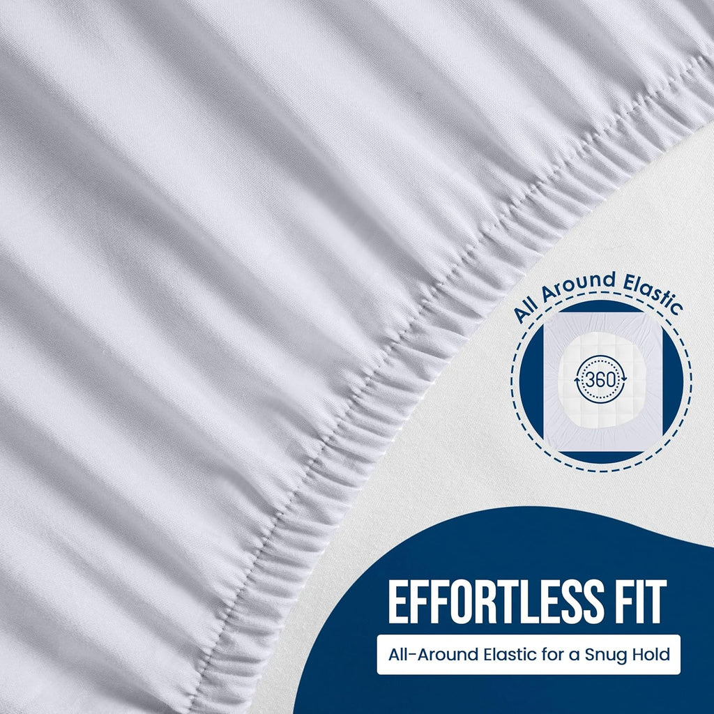 Twin Size Mattress Protector Waterproof, Premium 200 GSM Terry Mattress Cover, Soft & Breathable Bed Cover, Fitted Sheet Style Stretchable Deep Pockets 15" by Utopia Bedding (White)