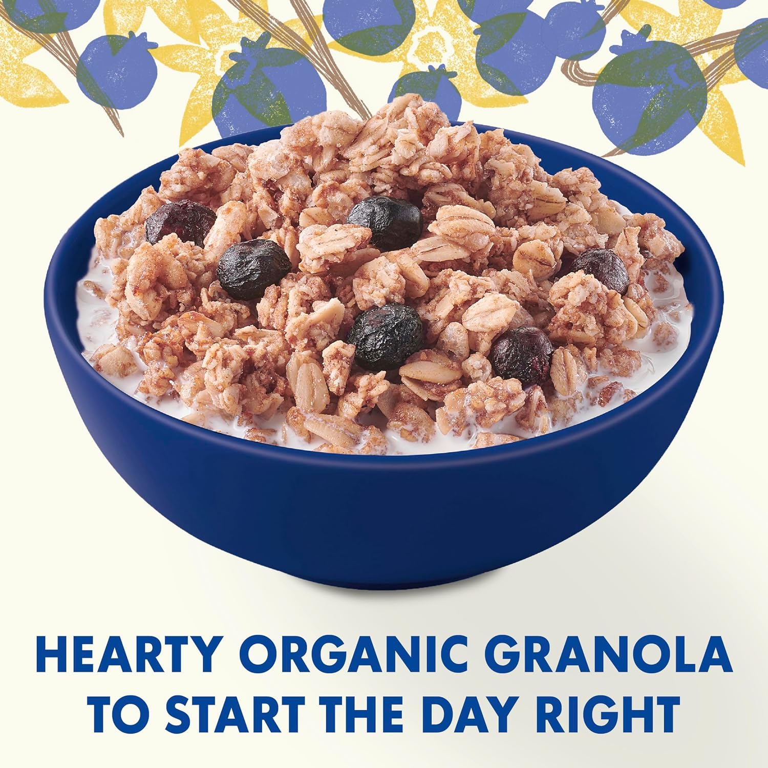 Cascadian Farm Organic Granola, No Added Sugar, Blueberry Vanilla Cereal, Resealable Pouch, 11 oz