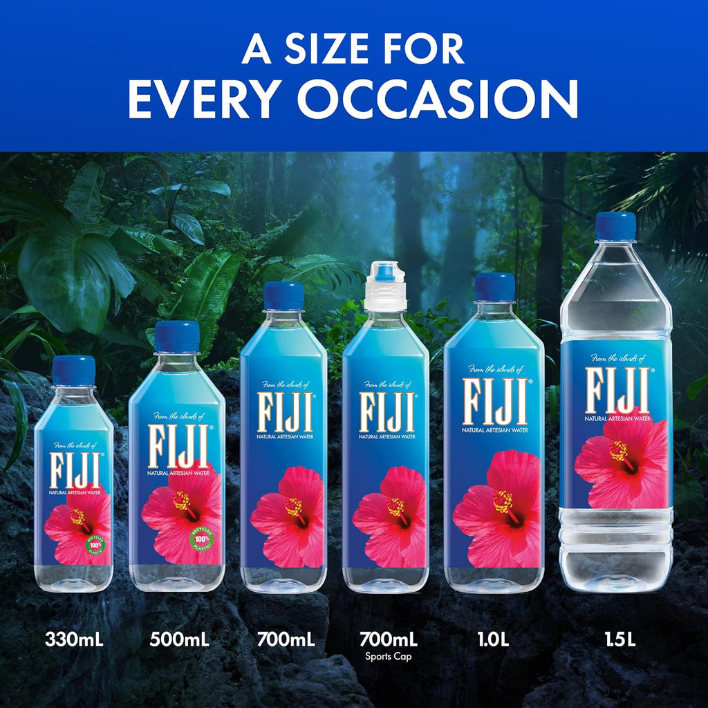 FIJI Artesian Bottled Water, 500 mL (16.9 fl oz), Pack of 24