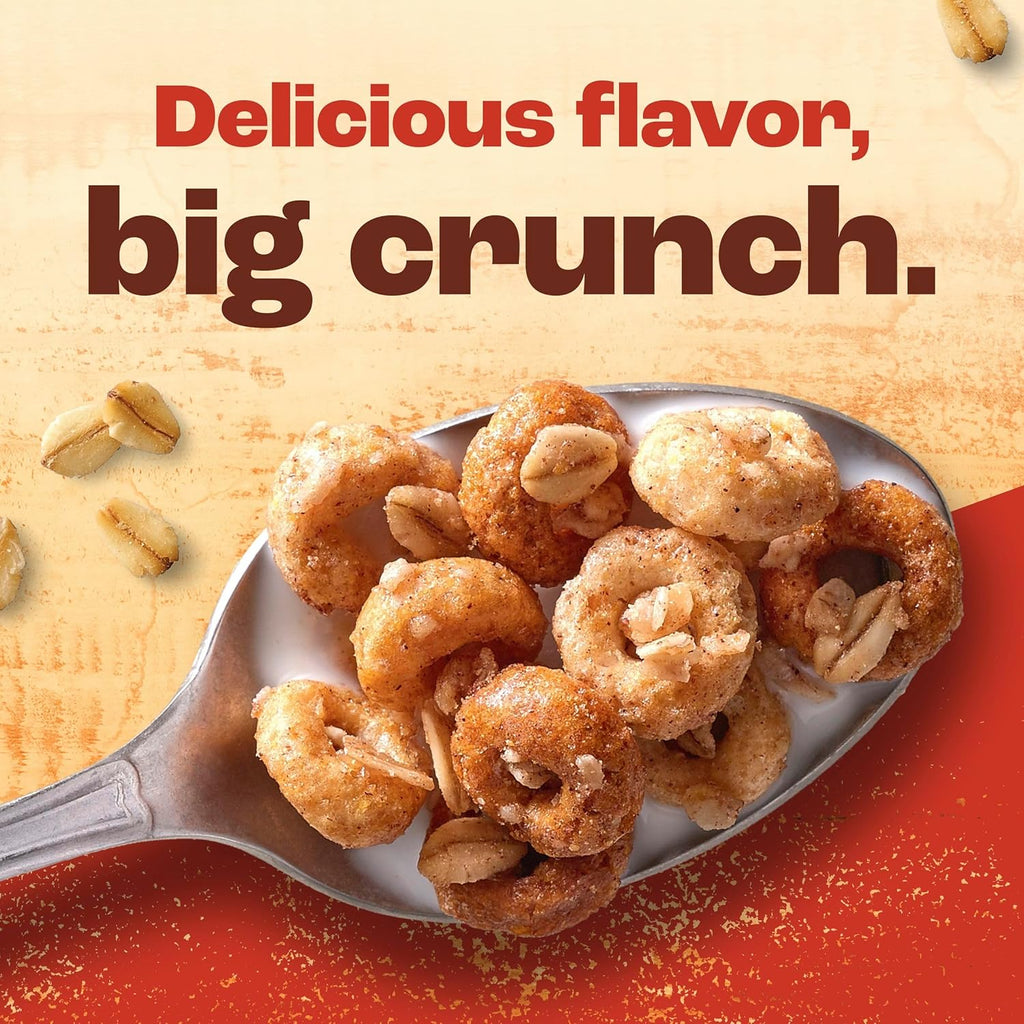 Cheerios Oat Crunch Cinnamon Breakfast Cereal, Made with Whole Grain, Family Size, 24 oz