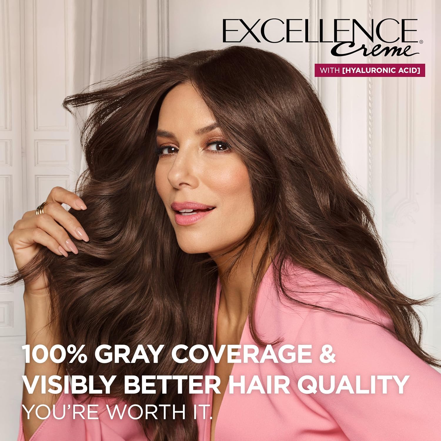 L'Oreal Paris Excellence Crème Permanent Hair Dye, Triple Care Hair Color with Hyaluronic Acid for 100% Gray Coverage, 5 Medium Brown, 1 Kit (Packaging May Vary)