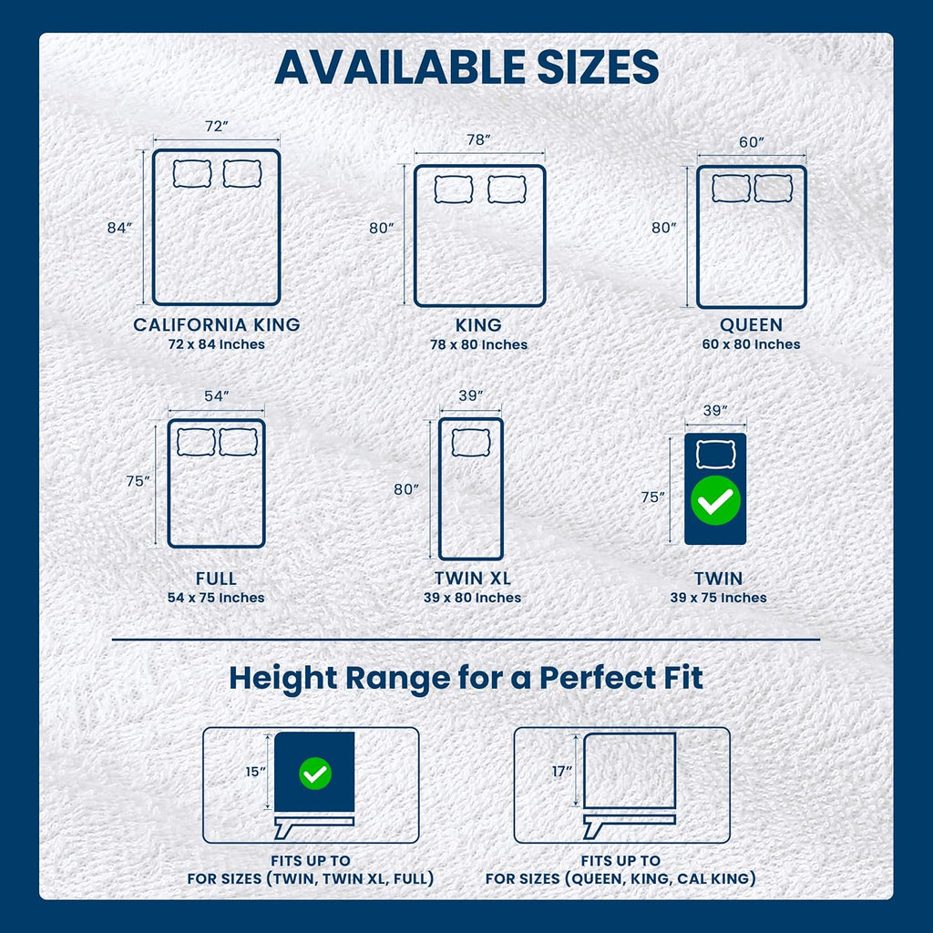 Twin Size Mattress Protector Waterproof, Premium 200 GSM Terry Mattress Cover, Soft & Breathable Bed Cover, Fitted Sheet Style Stretchable Deep Pockets 15" by Utopia Bedding (White)