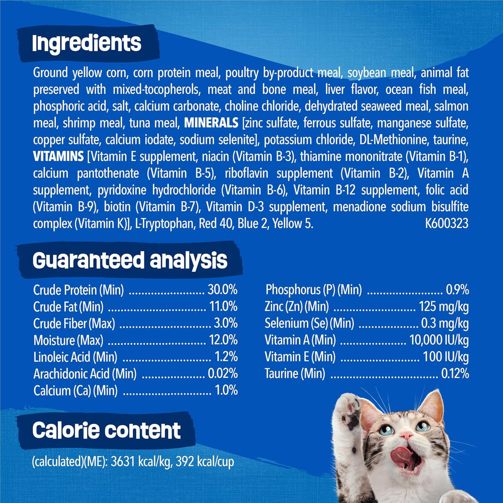 Purina Friskies Dry Cat Food Seafood Sensations With Salmon, Tuna, and Shrimp Flavors - 22 lb. Bag