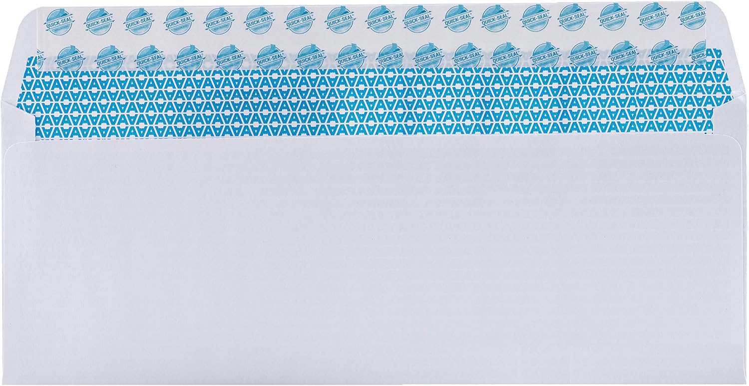Aimoh #10 Security Self Seal Envelopes – 100 Qty |No Window, EnveGuard, 4⅛ x 9½", White, 24 LB, 100 Count (34100)