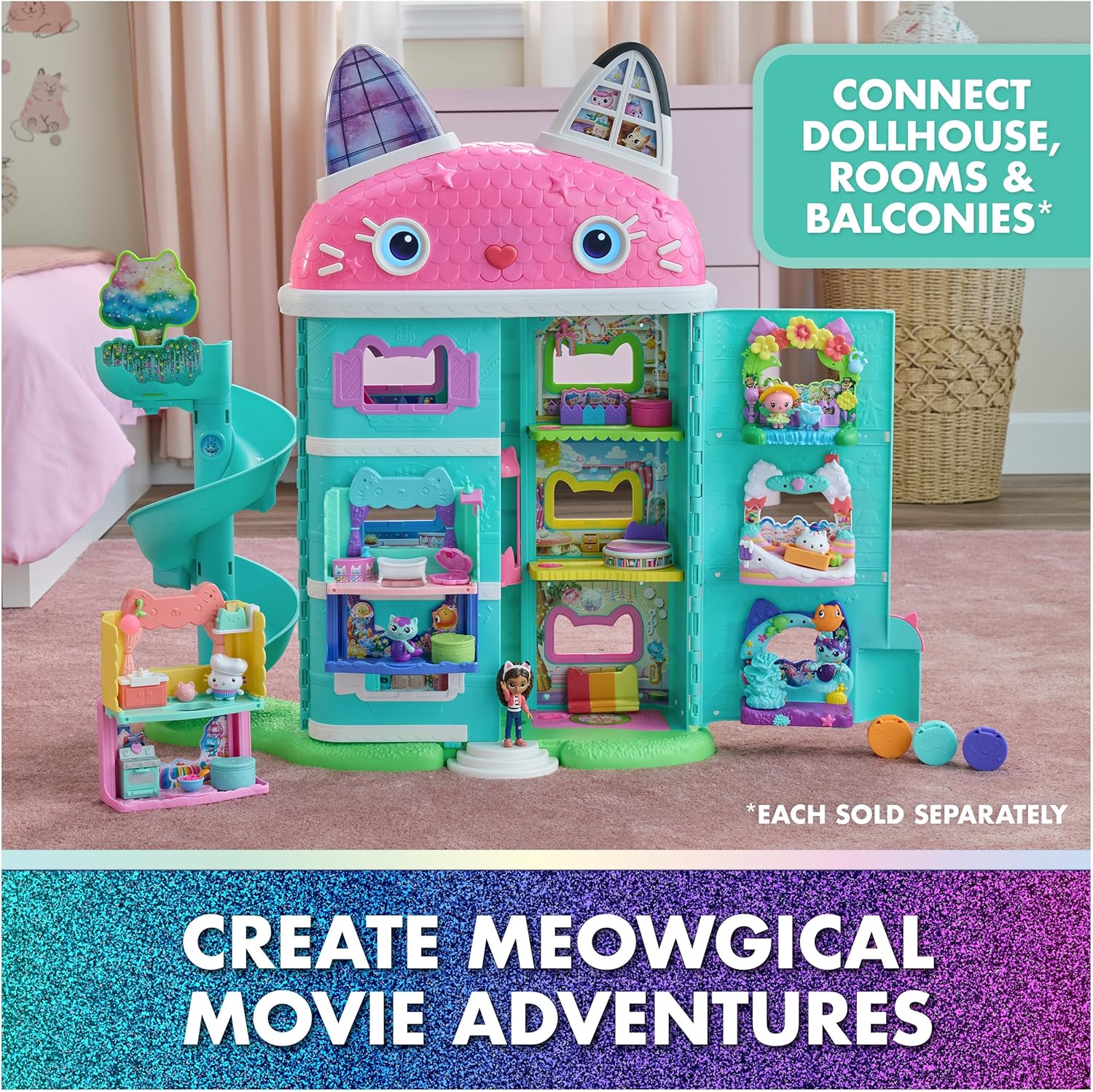 DreamWorks GABBY'S Dollhouse The Movie, Cat-Venture Crew Pack, 11-Piece Toy Figure Set with Accessories, Kids Toys for Girls & Boys Ages 3 and Up