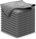 USANOOKS Microfiber Cleaning Cloth Grey - 12 Pcs (12.5"x12.5") - High Performance - 1200 Washes, Ultra Absorbent Microfiber Towel Weave Grime & Liquid for Streak-Free Mirror Shine - Car Washing Cloth