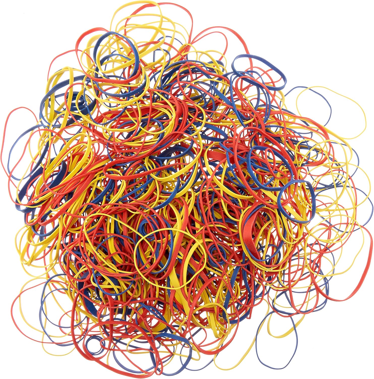 Amazon Basics Assorted Size and Color Rubber Bands, Strong Elastic Stretch Office Supplies, 0.5 lb. Variety Assortment