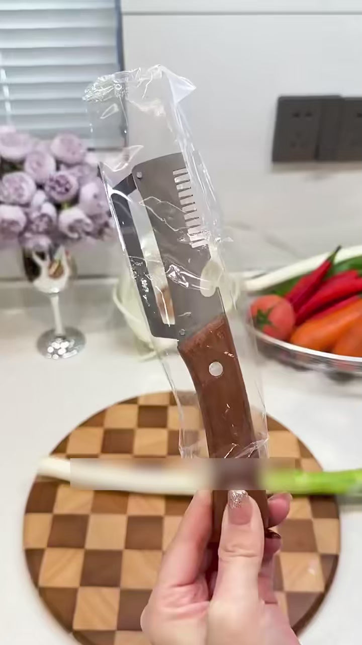 5-in-1 Serrated Peeling Knife Premium Vegetable Peeler With Wooden Handle And Bottle Opener Kitchen Tool